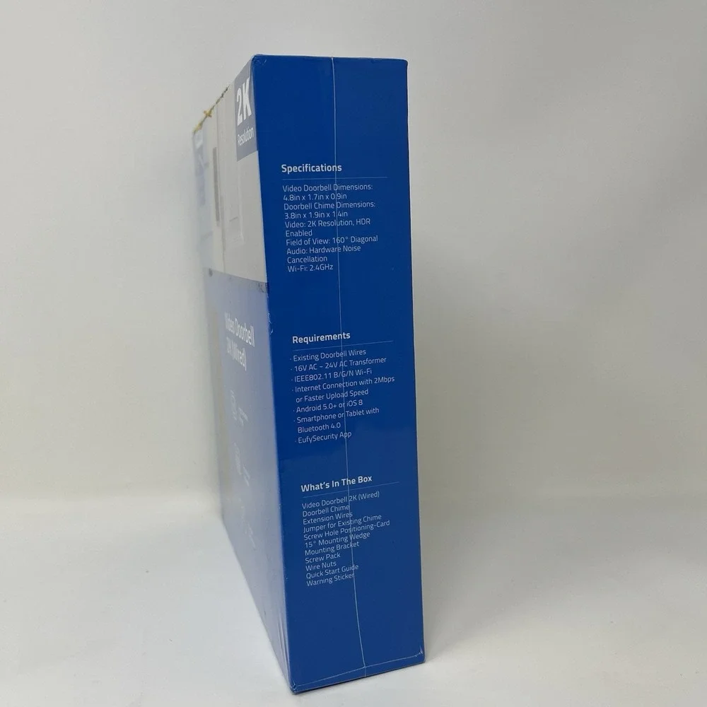 eufy Security Video Doorbell 2K Wired T8200 Black New Sealed - Box Wear